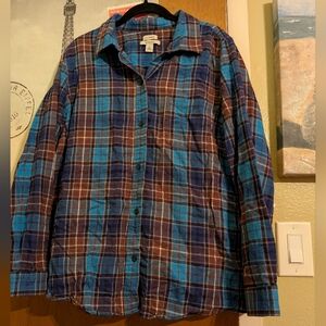 L.L. Bean Relaxed Fit Plaid Shirt in Blue and Brown